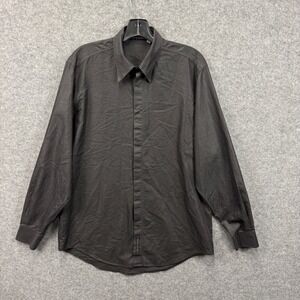 Versace Classic V2 Mens Black Textured Hidden Button Down Shirt Size 15.75 40
